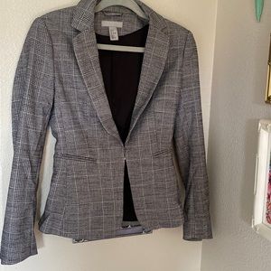 H&M black and white plaid blazer